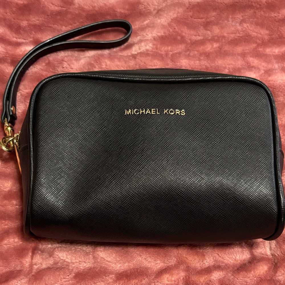 Michael Kors Black Wristlet with Gold Accents